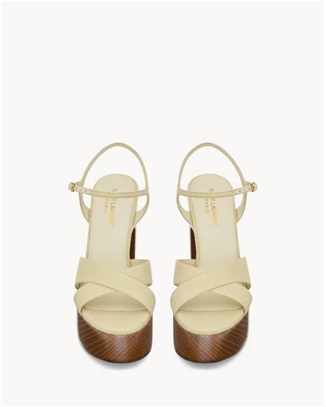 tracolla ysl bianca|SAINT LAURENT Bianca canvas platform sandals .